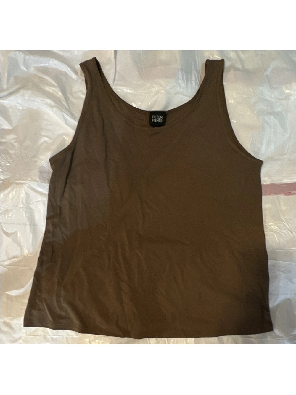 Eileen Fisher Women’s L Brown Scoop Neck Sleeveless Stretch Tank Top